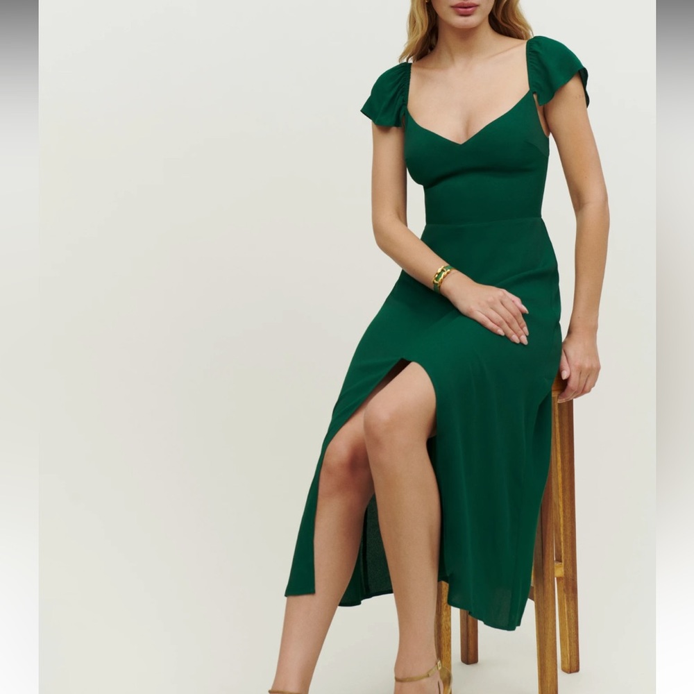 Reformation Baxley Dress in Emerald Green size 6